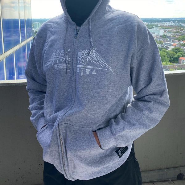 Zip-Hoodie grau meliert