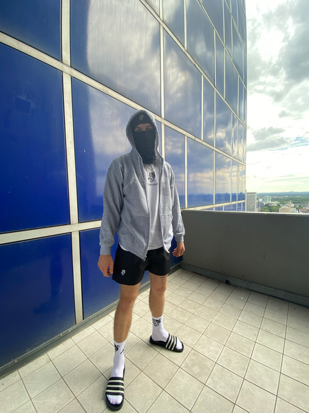 Zip-Hoodie grau meliert