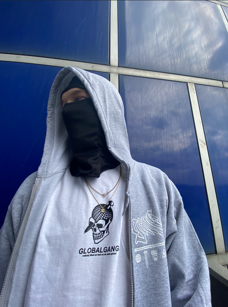 Zip-Hoodie grau meliert