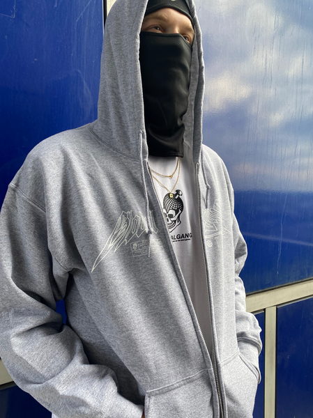 Zip-Hoodie grau meliert
